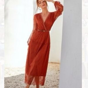 Burnt orange lace dress